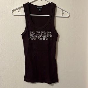 BeBe Sport tank top. Brown with clear and brown rhinestones.